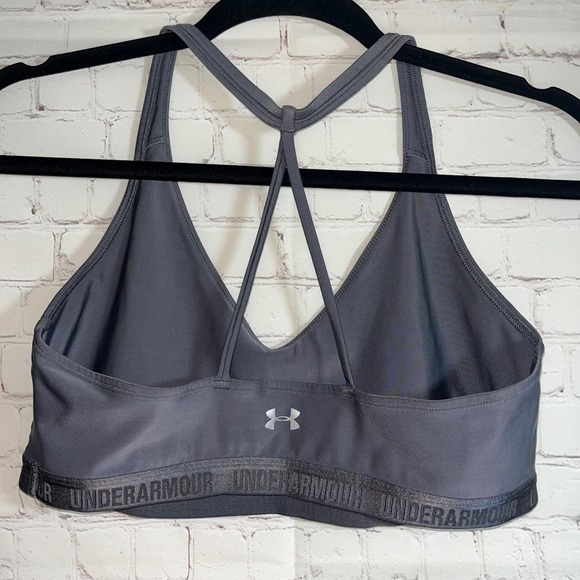 ✨Under Armour Sports Bra Gray Racerback Medium Support Workout Activewear Size L - Picture 2 of 3